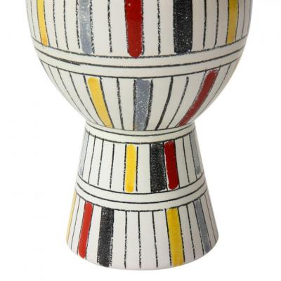  Bitossi Bitossi Vase Ceramic Geometric Stripes White Yellow Black Red Signed