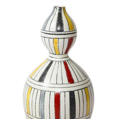  Bitossi Bitossi Vase Ceramic Geometric Stripes White Yellow Black Red Signed