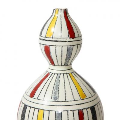  Bitossi Bitossi Vase Ceramic Geometric Stripes White Yellow Black Red Signed