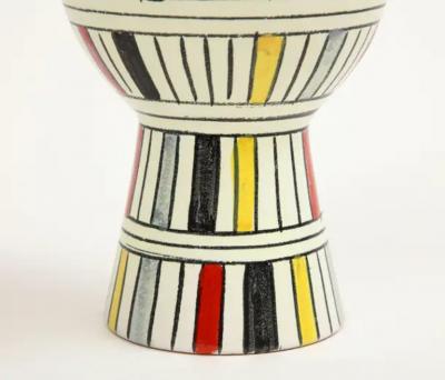  Bitossi Bitossi Vase Ceramic Geometric Stripes White Yellow Black Red Signed