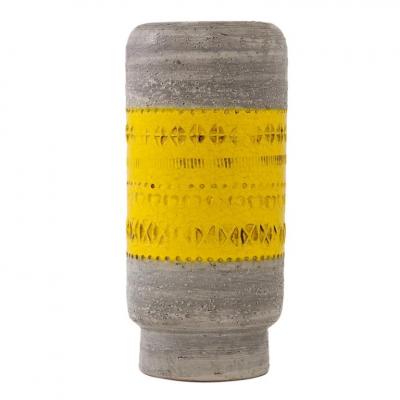  Bitossi Bitossi Vase Ceramic Gray and Yellow Impressed Signed