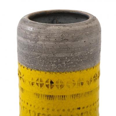  Bitossi Bitossi Vase Ceramic Gray and Yellow Impressed Signed