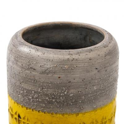  Bitossi Bitossi Vase Ceramic Gray and Yellow Impressed Signed