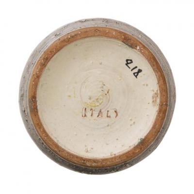  Bitossi Bitossi Vase Ceramic Gray and Yellow Impressed Signed