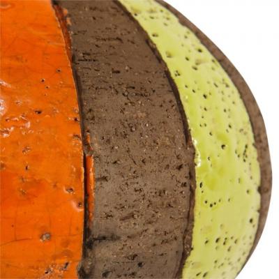  Bitossi Bitossi Vase Ceramic Moorish Stripes Brown Chartreuse Orange Signed