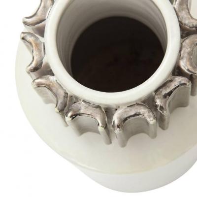 Bitossi Bitossi Vase Ceramic White Metallic Gunmetal Signed