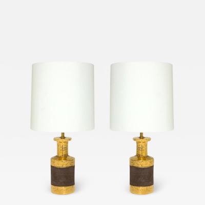  Bitossi Bitossi for Bergboms Table Lamps Ceramic Metallic Gold and Matte Brown