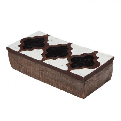  Bitossi Bitossi for Raymor Box Ceramic White Black and Brown Signed
