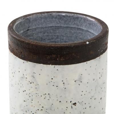  Bitossi Bitossi for Raymor Vase Ceramic White and Brown Signed