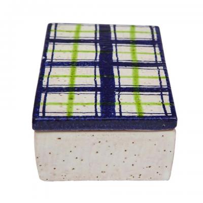  Bitossi Bitossi for Rosenthal Netter Box Ceramic Navy Blue Green White Plaid
