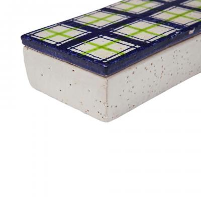  Bitossi Bitossi for Rosenthal Netter Box Ceramic Navy Blue Green White Plaid