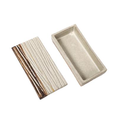  Bitossi Bitossi for Rosenthal Netter Box Ceramic Pietra Carved Cream Brown Signed