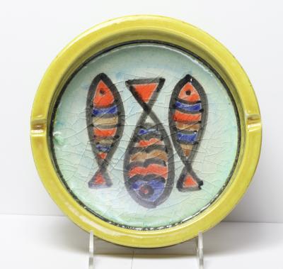  Bitossi Ceramic Bowl with Fused Glass Glaze by Aldo Bitossi 1960 Italy