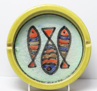  Bitossi Ceramic Bowl with Fused Glass Glaze by Aldo Bitossi 1960 Italy