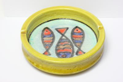  Bitossi Ceramic Bowl with Fused Glass Glaze by Aldo Bitossi 1960 Italy