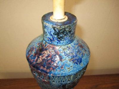  Bitossi Italian Blu Rimini Pottery Table Lamp by Aldo Londi Bitossi Mid Century Modern
