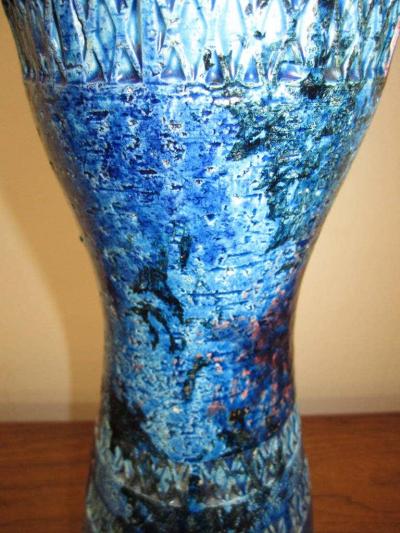  Bitossi Italian Blu Rimini Pottery Table Lamp by Aldo Londi Bitossi Mid Century Modern