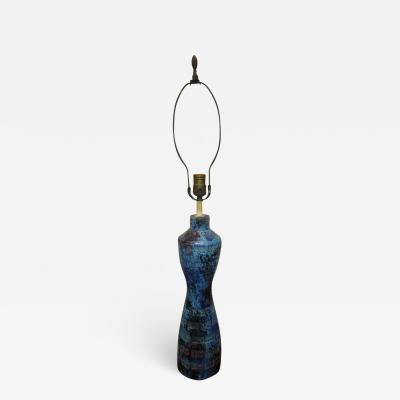  Bitossi Italian Blu Rimini Pottery Table Lamp by Aldo Londi Bitossi Mid Century Modern