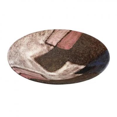  Bitossi Italian Ceramic Bowl Abstract Geometric White Blue Pink Signed