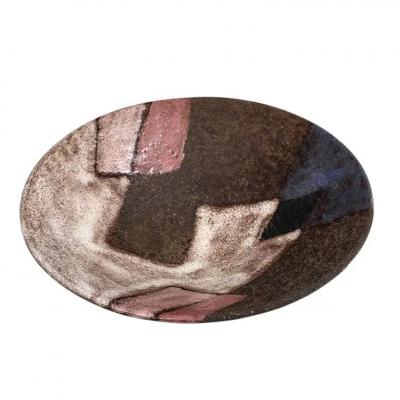  Bitossi Italian Ceramic Bowl Abstract Geometric White Blue Pink Signed