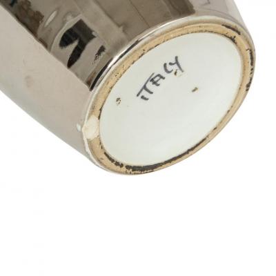  Bitossi Italian Ceramic Vase Metallic Chrome Silver Gold Signed