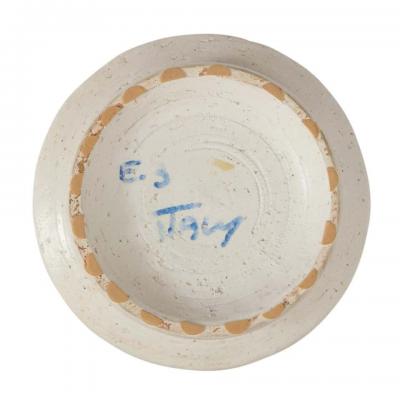  Bitossi Italian Ceramic Vase White Green Orange Yellow Blue Stripes Signed