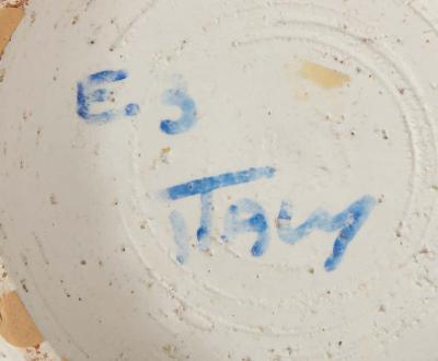  Bitossi Italian Ceramic Vase White Green Orange Yellow Blue Stripes Signed