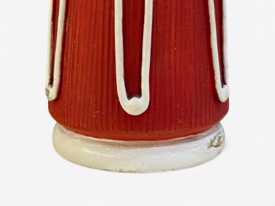 Bitossi Italian Modern Red Ceramic Table Lamp Italy 1950s