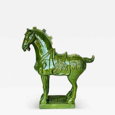  Bitossi Large Mid Century Italian Modern Green Ceramic Horse Pottery Sculpture or Statue