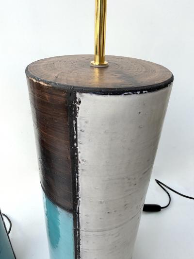  Bitossi Mid Century Pair of Ceramic Lamps Mondrian by Bitossi Italy 1990s