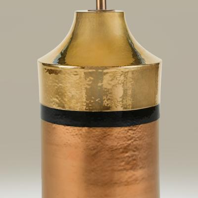  Bitossi Pair of 1960s ceramic Bitossi gold black and copper glazed lamps for Bergbom