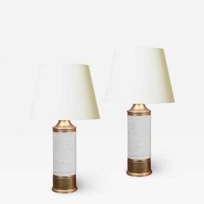  Bitossi Pair of Birchbark Textured Lamps by Bitossi for Bergboms