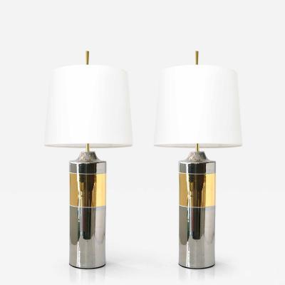  Bitossi Pair of Bitossi Bergboms ceramic table lamps on gold and silver glazes