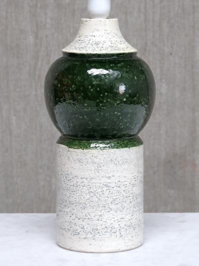  Bitossi Pair of Bitossi Ceramic Table Lamps with Green Glazed Spheres Bergboms 1960s