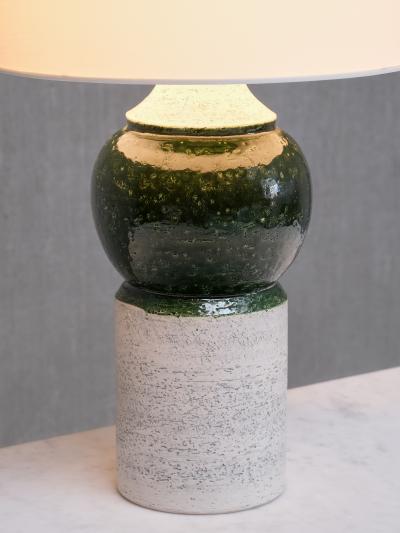  Bitossi Pair of Bitossi Ceramic Table Lamps with Green Glazed Spheres Bergboms 1960s