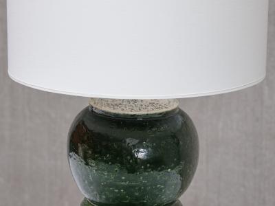  Bitossi Pair of Bitossi Ceramic Table Lamps with Green Glazed Spheres Bergboms 1960s