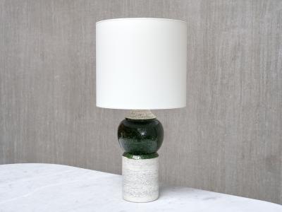  Bitossi Pair of Bitossi Ceramic Table Lamps with Green Glazed Spheres Bergboms 1960s