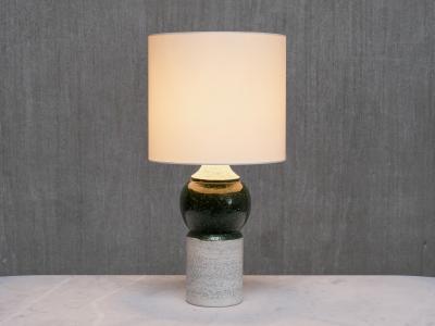  Bitossi Pair of Bitossi Ceramic Table Lamps with Green Glazed Spheres Bergboms 1960s