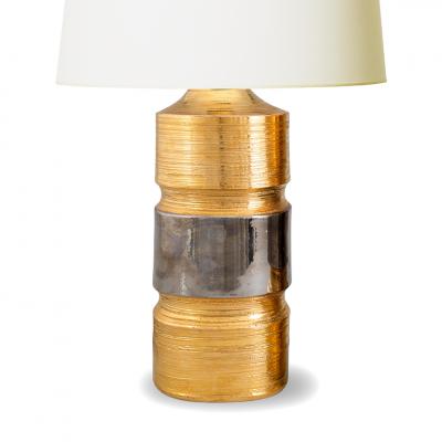  Bitossi Pair of Table Lamps in Gilded Ceramic by Bitossi for Bergboms AB