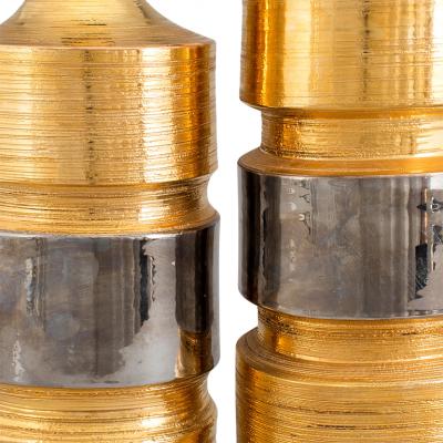  Bitossi Pair of Table Lamps in Gilded Ceramic by Bitossi for Bergboms AB