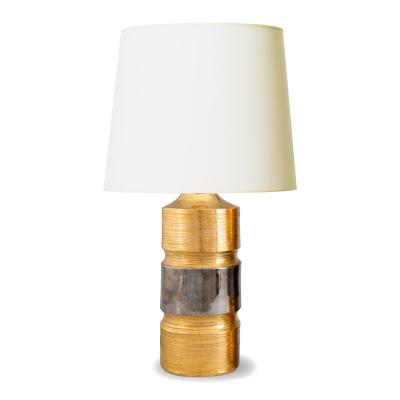  Bitossi Pair of Table Lamps in Gilded Ceramic by Bitossi for Bergboms AB