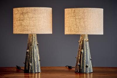  Bitossi Pair of Table Lamps with cratered Glaze 1 by Bitossi
