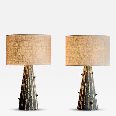  Bitossi Pair of Table Lamps with cratered Glaze 1 by Bitossi