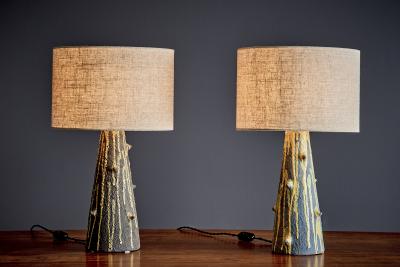  Bitossi Pair of Table Lamps with cratered Glaze 2 by Bitossi