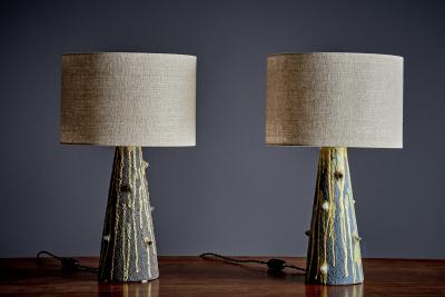  Bitossi Pair of Table Lamps with cratered Glaze 2 by Bitossi