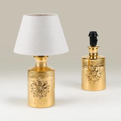  Bitossi Rare pair of mid century Sevilla gold glaze table lamps by Bitossi