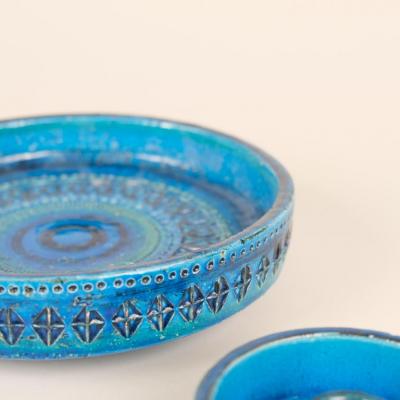  Bitossi Set of Two Bitossi Aldo Londi Rimini Blue Glazed Ceramics Pieces Italy 1960s