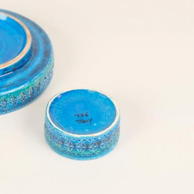  Bitossi Set of Two Bitossi Aldo Londi Rimini Blue Glazed Ceramics Pieces Italy 1960s