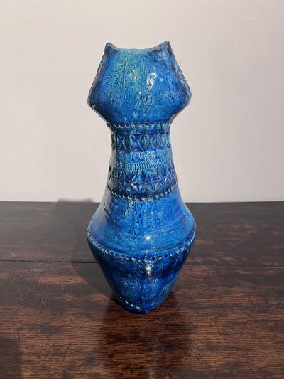  Bitossi Two Blue Glazed Bitossi Ceramic Cats