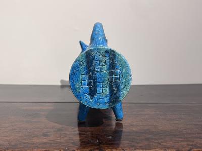  Bitossi Two Blue Glazed Bitossi Ceramic Cats